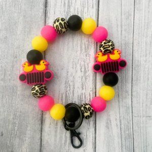 Silicone Beaded Jeep Wristlet, Keychain, Keyring, Ducks, Cheetah, Leopard, Glow